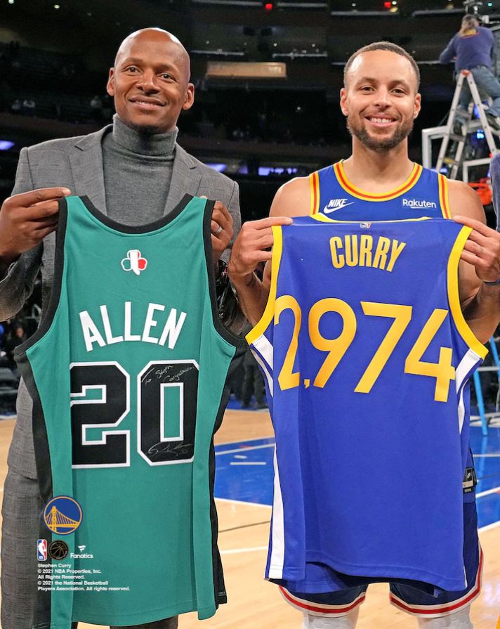 Ray Allen & Steph Curry 3-Point Record-Breaking Celebration 8