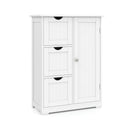 Bathroom Floor Cabinet Side Storage Cabinet with 3 Drawers and 1 Cupboard