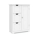 Bathroom Floor Cabinet Side Storage Cabinet with 3 Drawers and 1 Cupboard