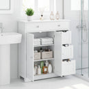 Bathroom Floor Cabinet with 4 Drawers and 2 Doors - White