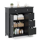 Bathroom Floor Cabinet with 4 Drawers and 2 Doors - White
