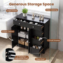 Bathroom Floor Cabinet with 4 Drawers and 2 Doors - White