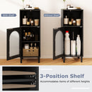 Bathroom Floor Cabinet with Adjustable Shelf and Glass Door