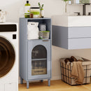Bathroom Floor Cabinet with Adjustable Shelf and Glass Door