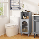 Bathroom Floor Cabinet with Adjustable Shelf and Glass Door