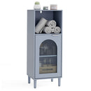 Bathroom Floor Cabinet with Adjustable Shelf and Glass Door