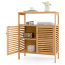 Bamboo Bathroom Floor Storage Cabinet with Shutter Doors-Natural