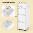 Bathroom Floor Cabinet with 3 Drawers 4 Top Dividers and 1 Towel Rack-White