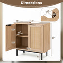 Bathroom Vanity Cabinet with Rattan Doors and U-Shaped Cut-Out