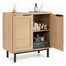 Bathroom Vanity Cabinet with Rattan Doors and U-Shaped Cut-Out