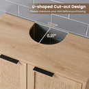 Bathroom Vanity Cabinet with Rattan Doors and U-Shaped Cut-Out