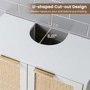 Bathroom Vanity Cabinet with Rattan Doors and U-Shaped Cut-Out