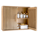 Bathroom Wall Cabinet with 2 Slatted Doors and 3-Level Adjustable Shelves