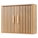 Bathroom Wall Cabinet with 2 Slatted Doors and 3-Level Adjustable Shelves