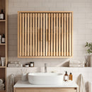 Bathroom Wall Cabinet with 2 Slatted Doors and 3-Level Adjustable Shelves