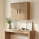 Bathroom Wall Cabinet with 2 Slatted Doors and 3-Level Adjustable Shelves