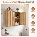 Bathroom Wall Cabinet with 2 Slatted Doors and 3-Level Adjustable Shelves