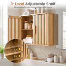 Bathroom Wall Cabinet with 2 Slatted Doors and 3-Level Adjustable Shelves