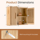 Bathroom Wall Cabinet with 2 Slatted Doors and 3-Level Adjustable Shelves
