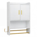 Wall Mounted Bathroom Cabinet with Towel Bars and Adjustable Shelf