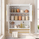 Wall Mounted Bathroom Cabinet with Towel Bars and Adjustable Shelf