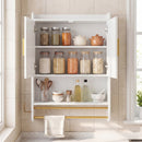 Wall Mounted Bathroom Cabinet with Towel Bars and Adjustable Shelf