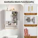 Wall Mounted Bathroom Cabinet with Towel Bars and Adjustable Shelf