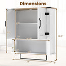 Farmhouse Bathroom Wall Cabinet with Towel Bar - White
