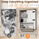 Farmhouse Bathroom Wall Cabinet with Towel Bar - White