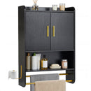 Wall Mounted Bathroom Cabinet with Towel Bars - Black