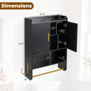 Wall Mounted Bathroom Cabinet with Towel Bars - Black