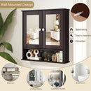 Double Door Wall-Mounted Bathroom Mirror Cabinet with Storage Shelf