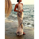 Beach Seashell Print Halterneck Mesh Maxi Dress [Sizes S-L]