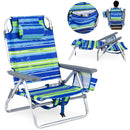Beach Chairs Set of 2 Portable Folding Backpack Recliners with 5-Position Backrest and Padded Headrest