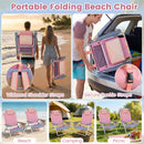 Beach Chairs Set of 2 Portable Folding Backpack Recliners with 5-Position Backrest and Padded Headrest