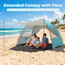 Beach Tent Sun Shelter with Canopy with Extended Floor and Vent Windows