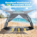 Beach Tent Sun Shelter with Canopy with Extended Floor and Vent Windows