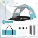 Beach Tent Sun Shelter with Canopy with Extended Floor and Vent Windows