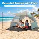 Beach Tent Sun Shelter with Canopy with Extended Floor and Vent Windows