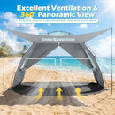 Beach Tent Sun Shelter with Canopy with Extended Floor and Vent Windows