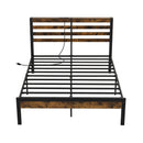 Full/Queen Size Bed Frame with Charging Station and Storage Headboard