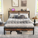 Full/Queen Size Bed Frame with Charging Station and Storage Headboard
