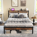 Full/Queen Size Bed Frame with Charging Station and Storage Headboard