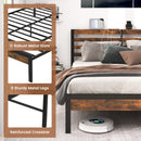 Full/Queen Size Bed Frame with Charging Station and Storage Headboard