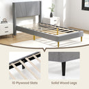 Twin/Queen Bed Frame with Linen Upholstered Wingback Headboard