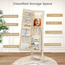Freestanding Lockable Jewelry Armoire with Full-Length Mirror and 6 LED Lights