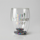 Best Birthday Ever Confetti Cup! Double-Wall Stemless Party Glass With Sequins Inside