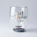 Best Birthday Ever Confetti Cup! Double-Wall Stemless Party Glass With Sequins Inside