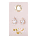 Best Day Ever Stud Love Wedding Earrings | Teardrop Bridal Jewelry