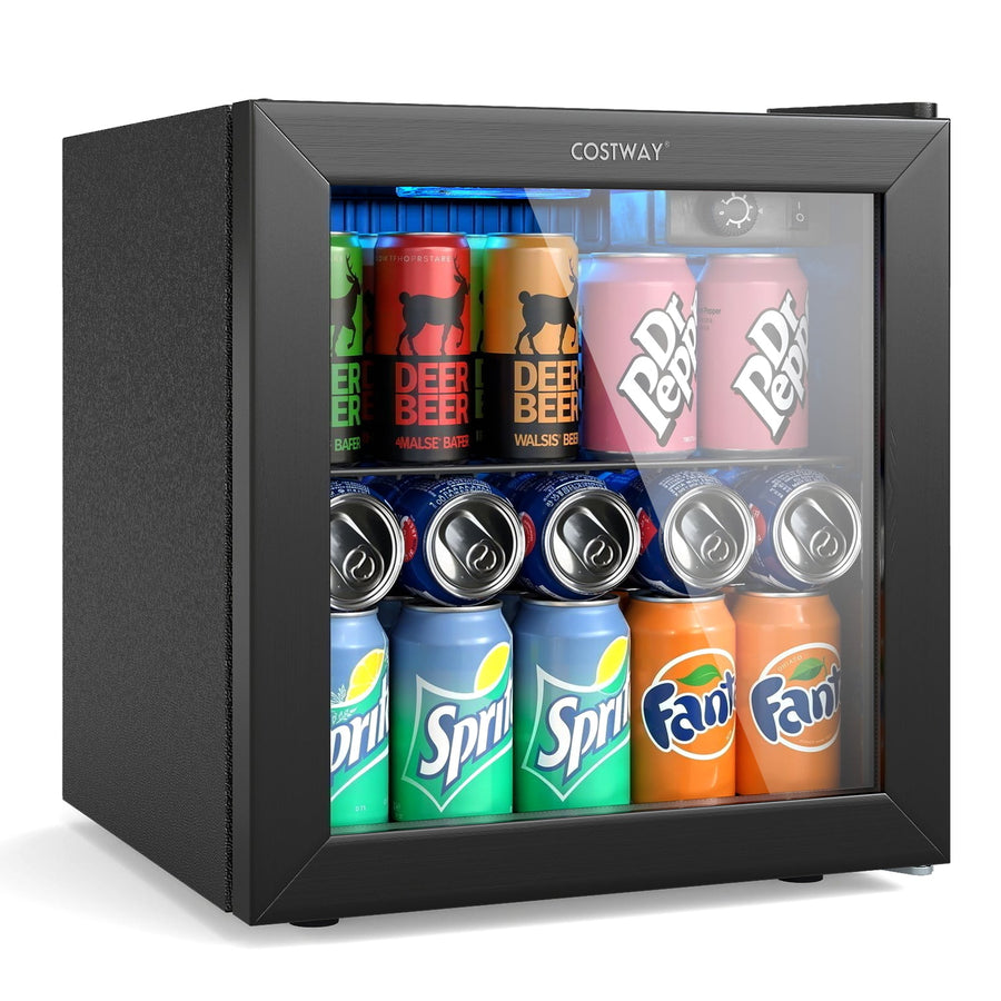 Beverage Refrigerator Cooler 1.3 Cu. Ft. 12 Bottles 55 Cans Mini Fridge-Black